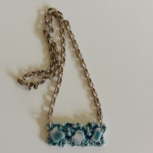 Handmade Porcelain Blue Glazed Necklace